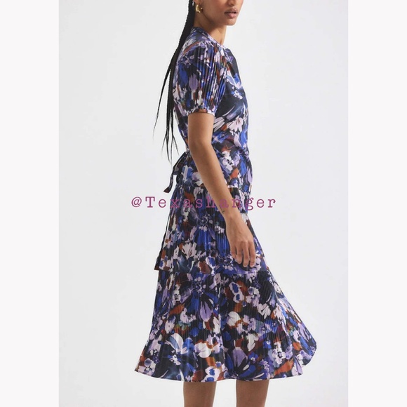 NWT Derek Lam Alexandra Floral Puff-Sleeve Midi Shirtdress Size 8 - Picture 8 of 15